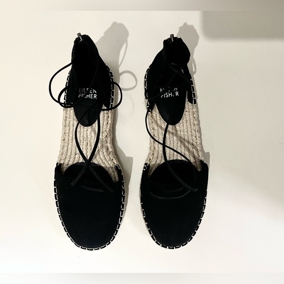 Eileen Fisher NWOT  Espadrille Flats size 6.5 Black - Picture 3 of 7
